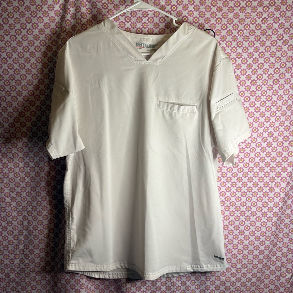 Grey's Anatomy‎ by Barco Spandex Stretch Scrub Top White Size Medium